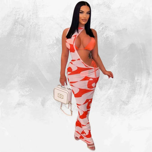 3-Piece Mesh Bikini Set with Cover-Up Di Supremo