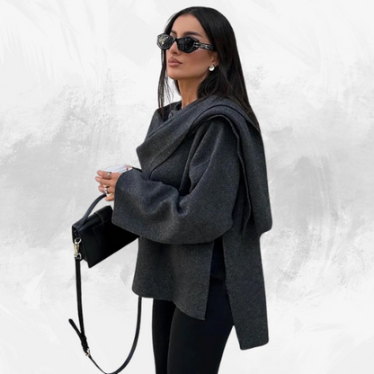 Elegant Knitted Cape Coat - Di Supremo