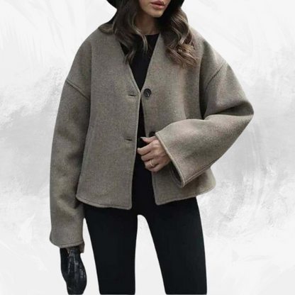 V-Neck Long-Sleeve Button-Down Coat - Di Supremo