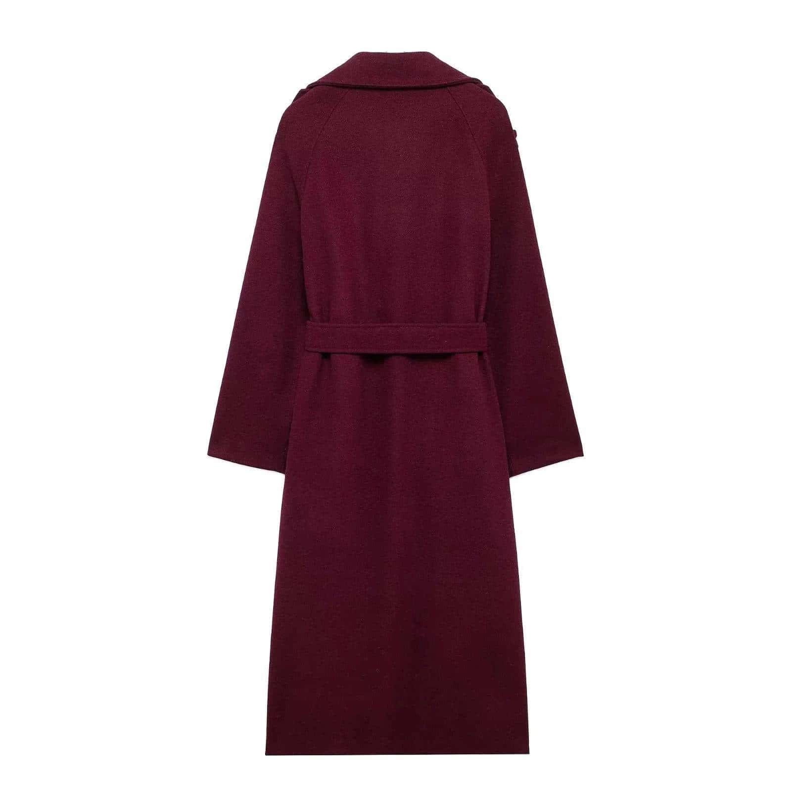 Elegant Bordeaux Lapel Mix Maxi Overcoat - Di Supremo