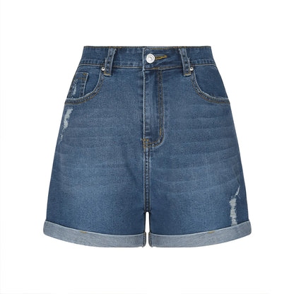 High-Waist Distressed Jean Shorts - Di Supremo