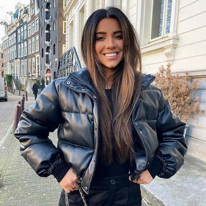 Women Winter Thick PU Leather Coats - Di Supremo