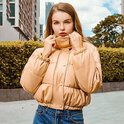Women Winter Thick PU Leather Coats - Di Supremo