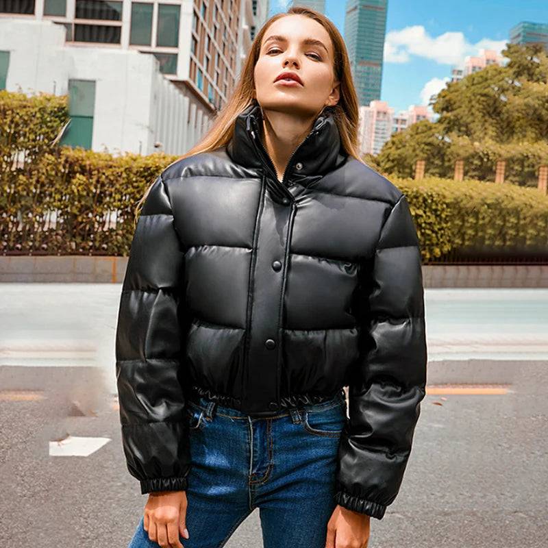 Women Winter Thick PU Leather Coats - Di Supremo