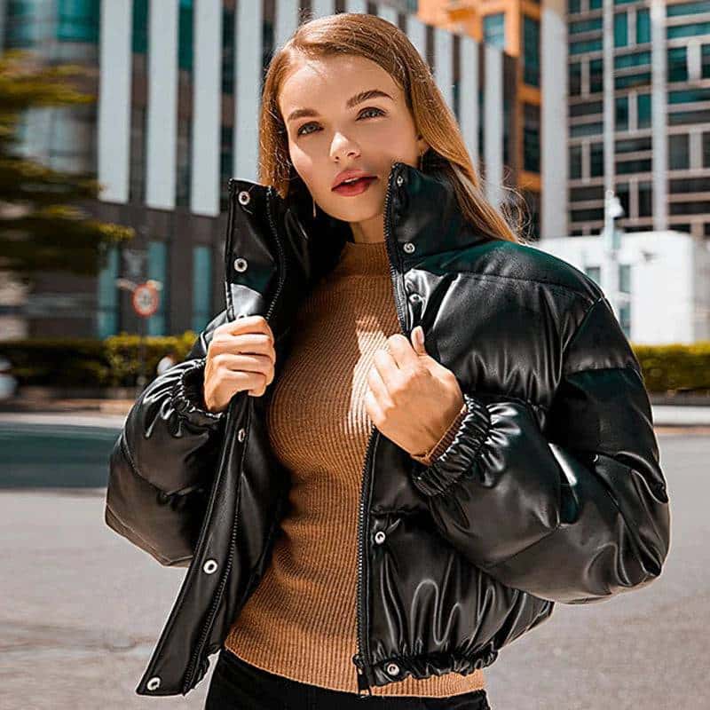 Women Winter Thick PU Leather Coats - Di Supremo