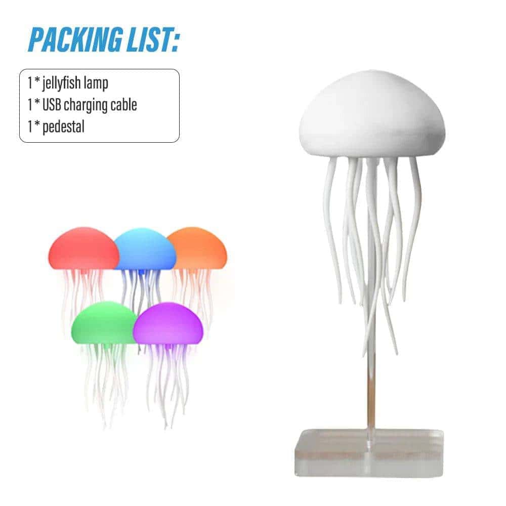 Modern Jellyfish Table Lamp USB Rechargeable Adjustable Color Changing LED Night Light with Polished Plastic Base - Di Supremo