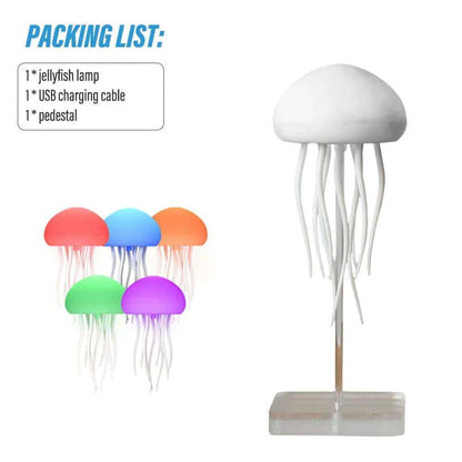 Modern Jellyfish Table Lamp USB Rechargeable Adjustable Color Changing LED Night Light with Polished Plastic Base - Di Supremo