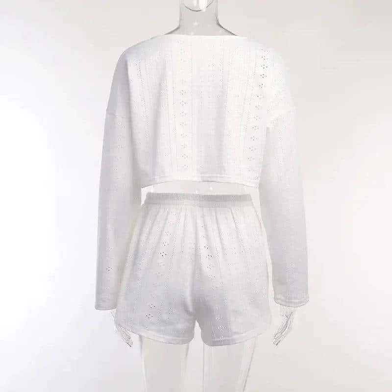 Women's Pajamas Set - Spring Long Sleeve Tops with Shorts Di Supremo