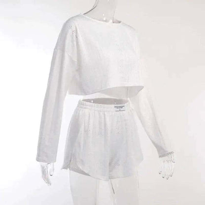 Women's Pajamas Set - Spring Long Sleeve Tops with Shorts Di Supremo