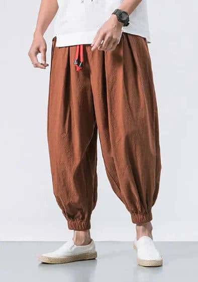 Men's Loose Cotton Linen Wide-Leg Pants - Di Supremo