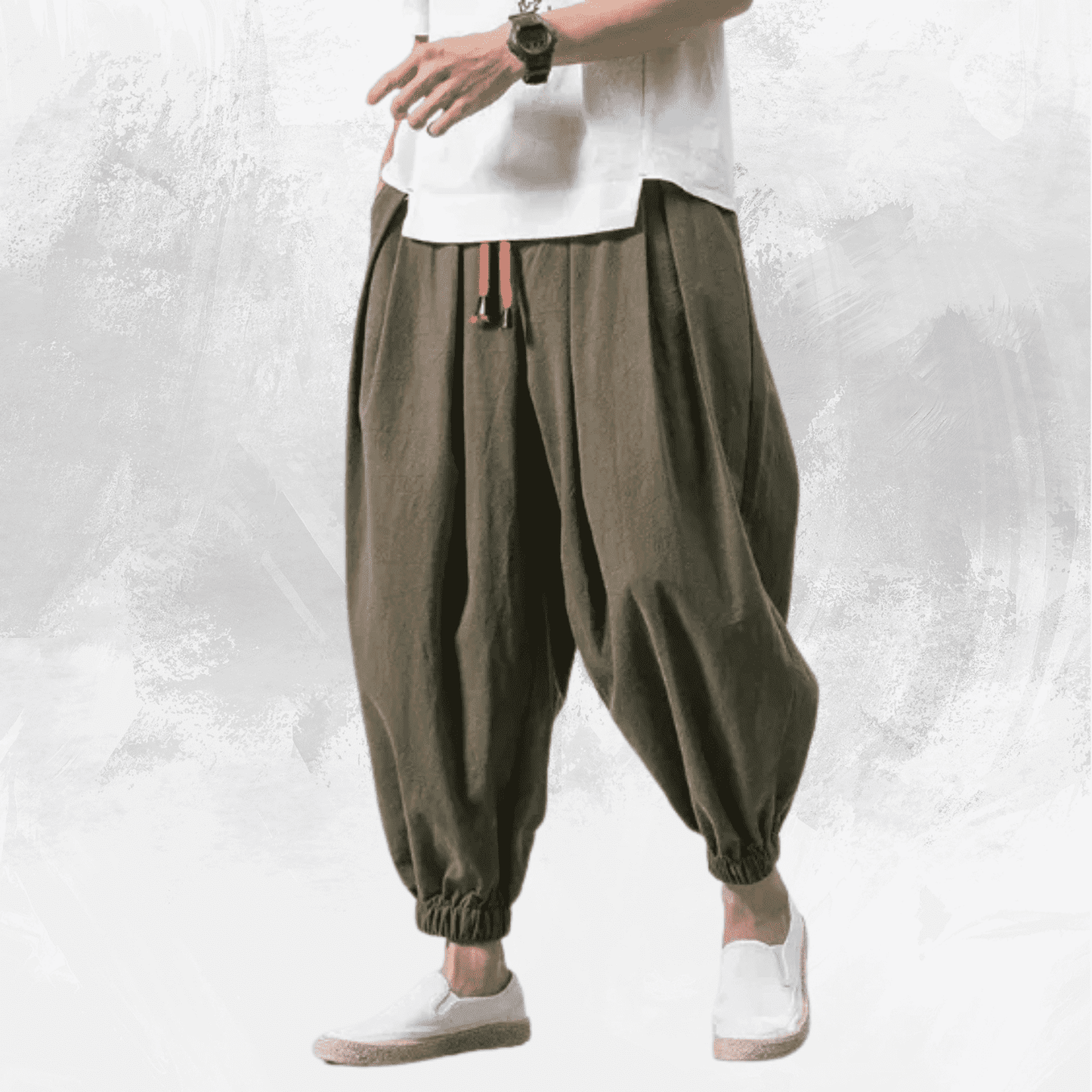 men's loose cotton linen wide-leg pants - di supremo