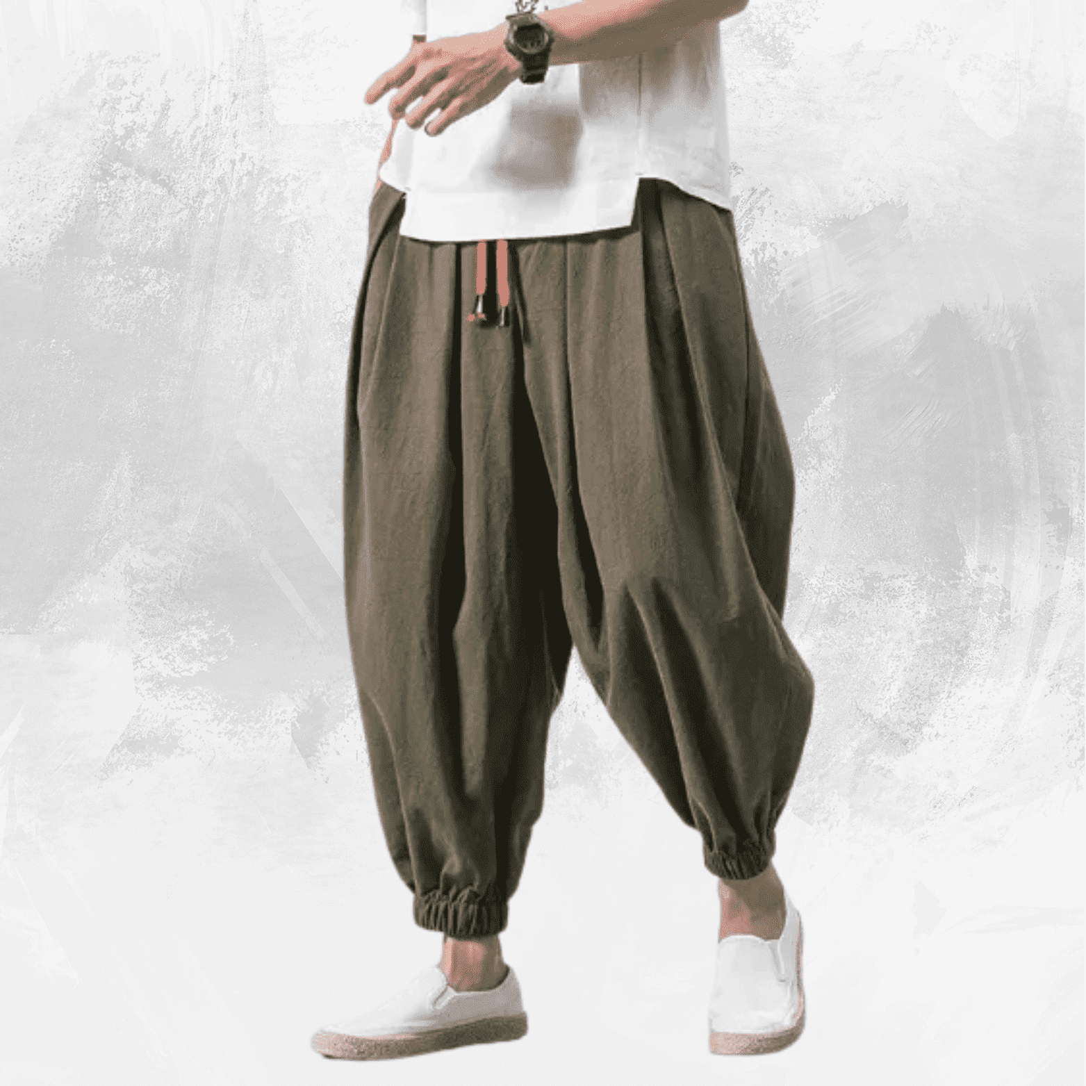 Men's Loose Cotton Linen Wide-Leg Pants - Di Supremo