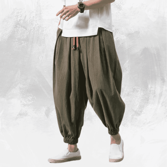 Men's Loose Cotton Linen Wide-Leg Pants - Di Supremo
