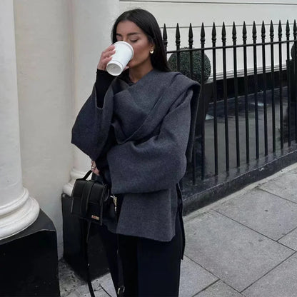 Women's Loose Casual Cape Knitted Sweater Coat - Di Supremo