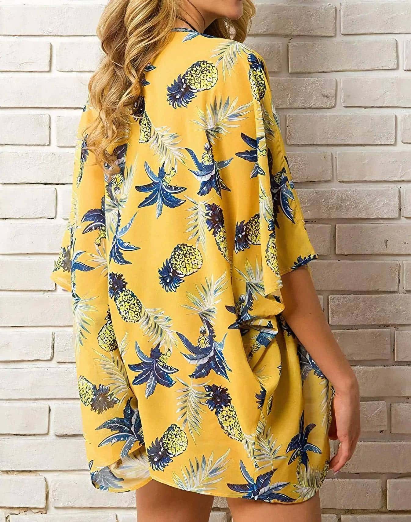 Tropical Pineapple Print Kimono - Di Supremo