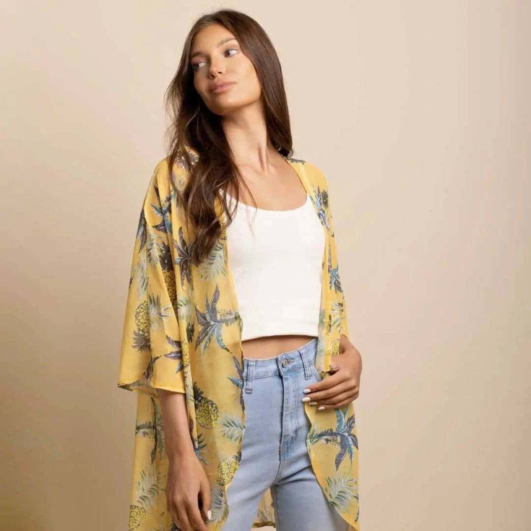 Tropical Pineapple Print Kimono - Di Supremo