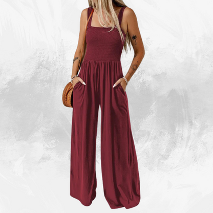 Smocked Square Wide-Leg Jumpsuit - Di Supremo