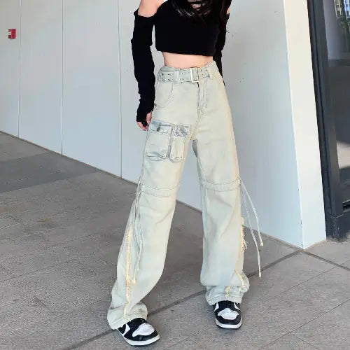 Vintage High Waist Loose Fit Wide Leg Jeans - Di Supremo