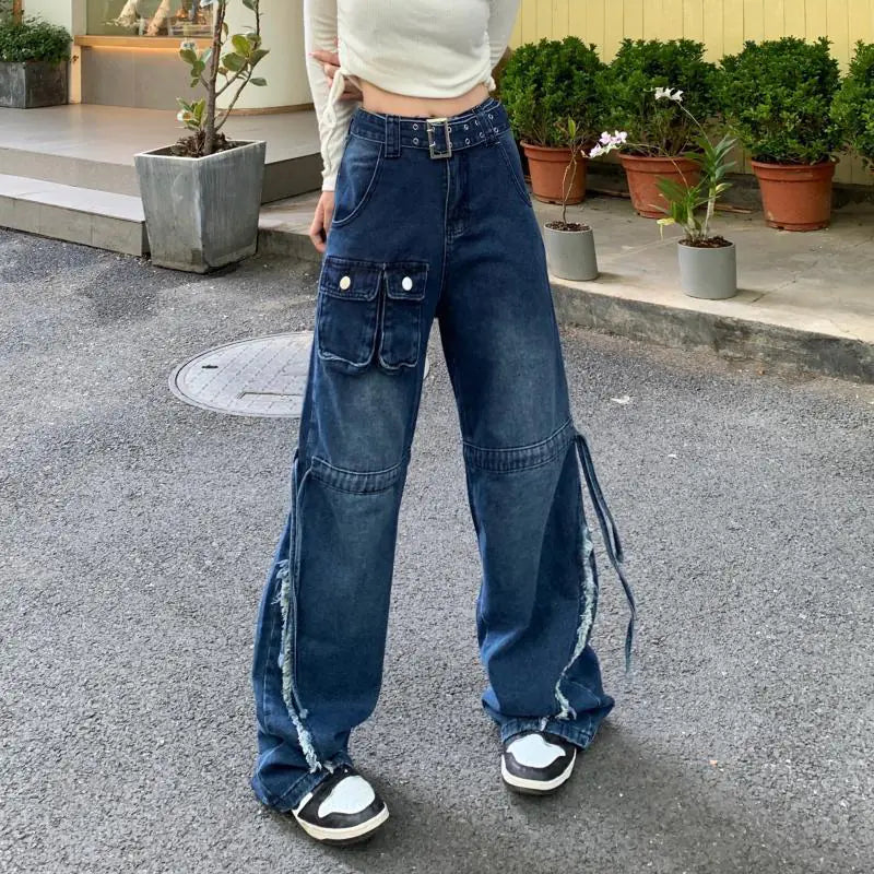 vintage high waist loose fit wide leg jeans - di supremo