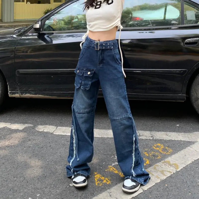 vintage high waist loose fit wide leg jeans - di supremo