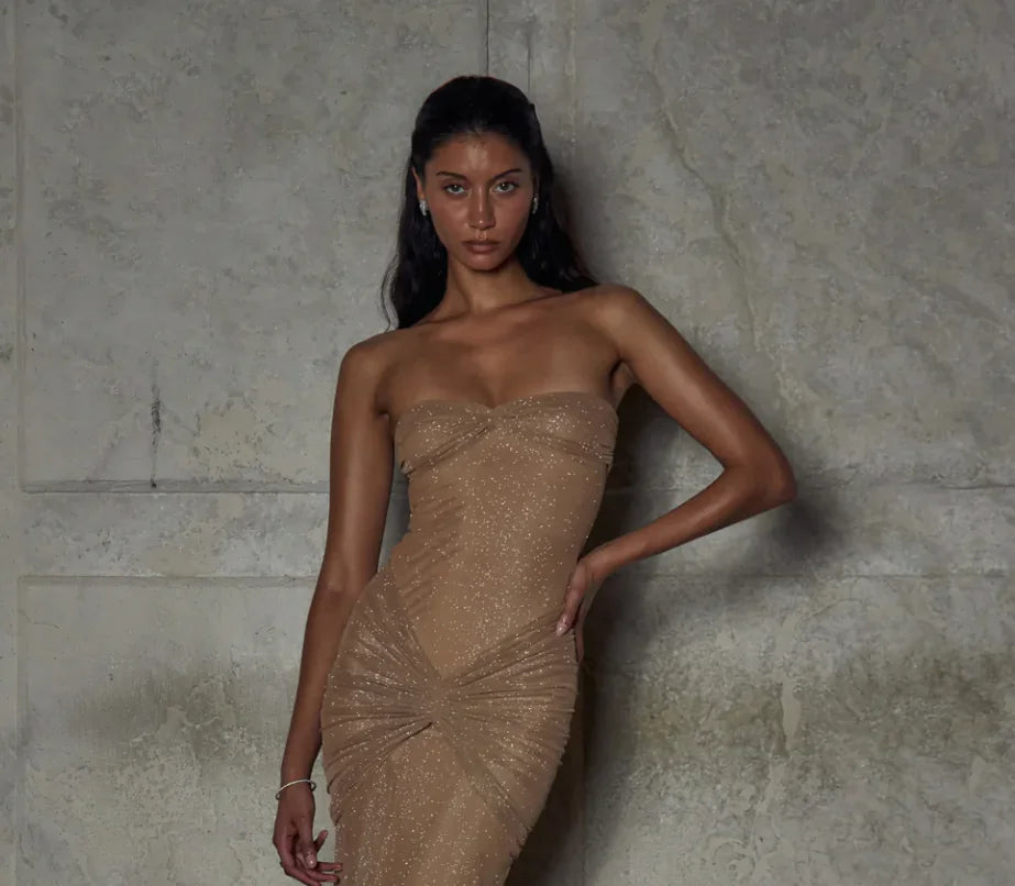 Women's Shiny Tube Top Dress - Di Supremo