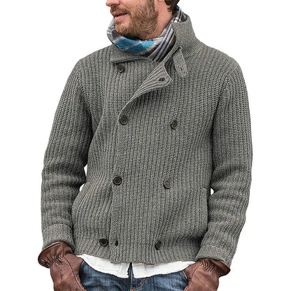 Multicolor Knitted Double-breasted Sweater Coat - Di Supremo