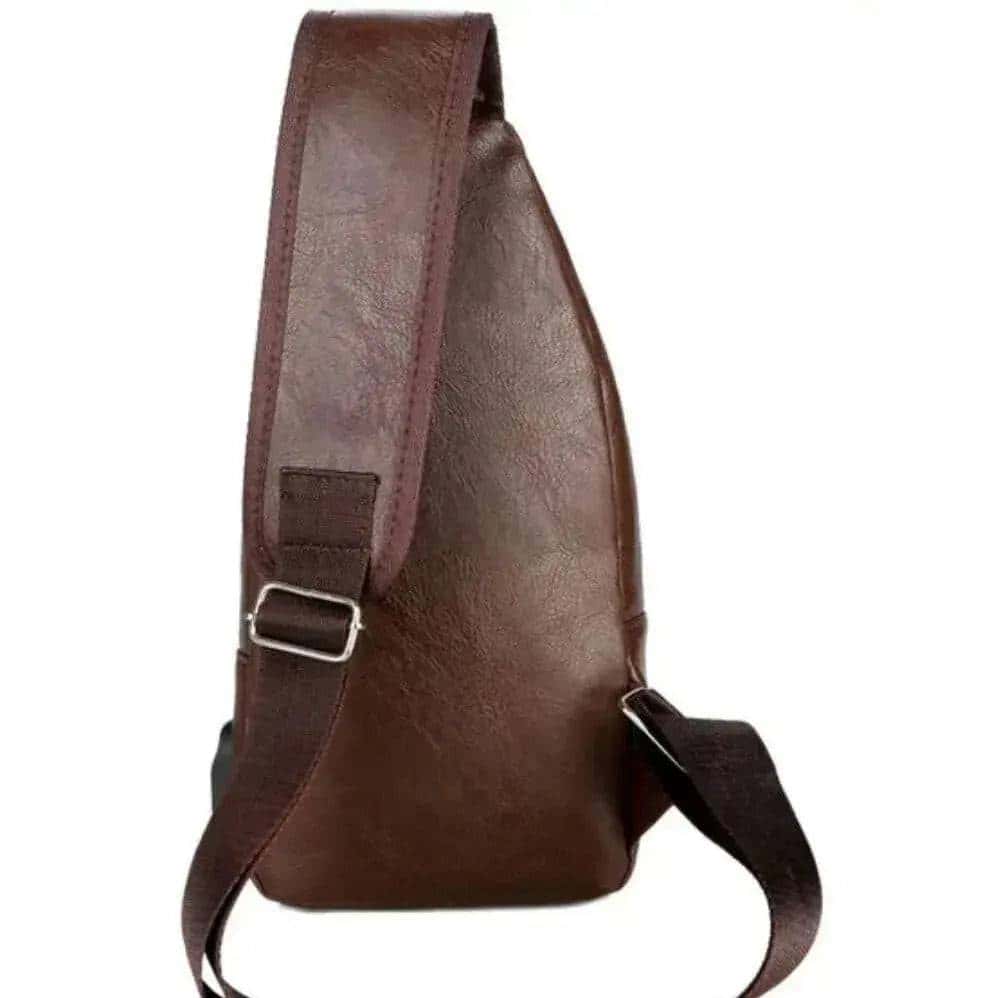 Casual Solid Color PU Men's Crossbody Bag with USB Charging My Shop Saver