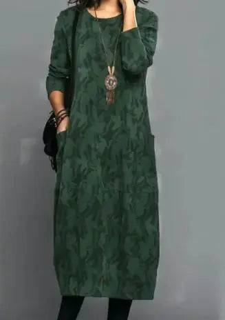 Retro Crew Neck Mid-waist A- Line Dress My Shop Saver