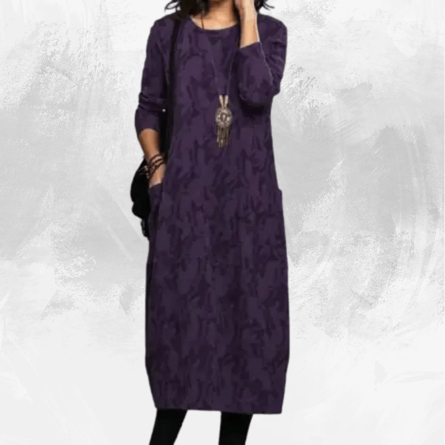 Retro Crew Neck Mid-waist A- Line Dress - Di Supremo