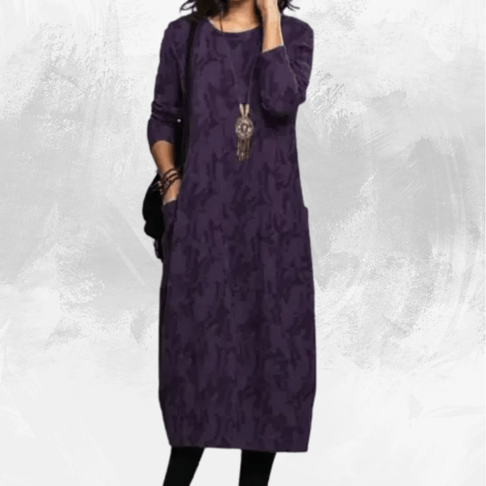 Retro Crew Neck Mid-waist A- Line Dress - Di Supremo