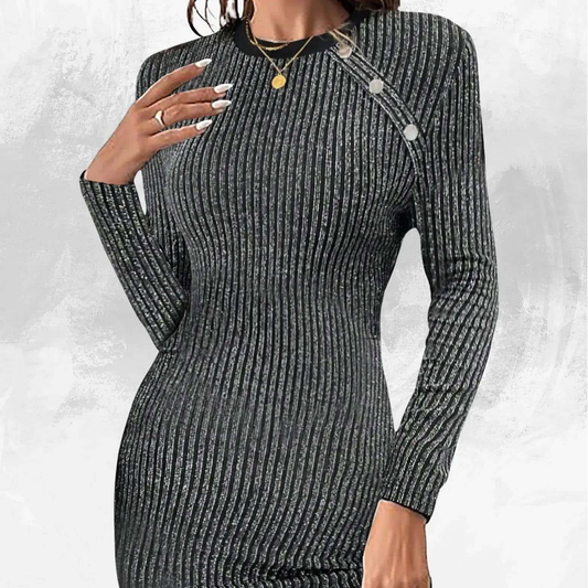 Slim Round Neck Long-sleeved Dress My Shop Saver
