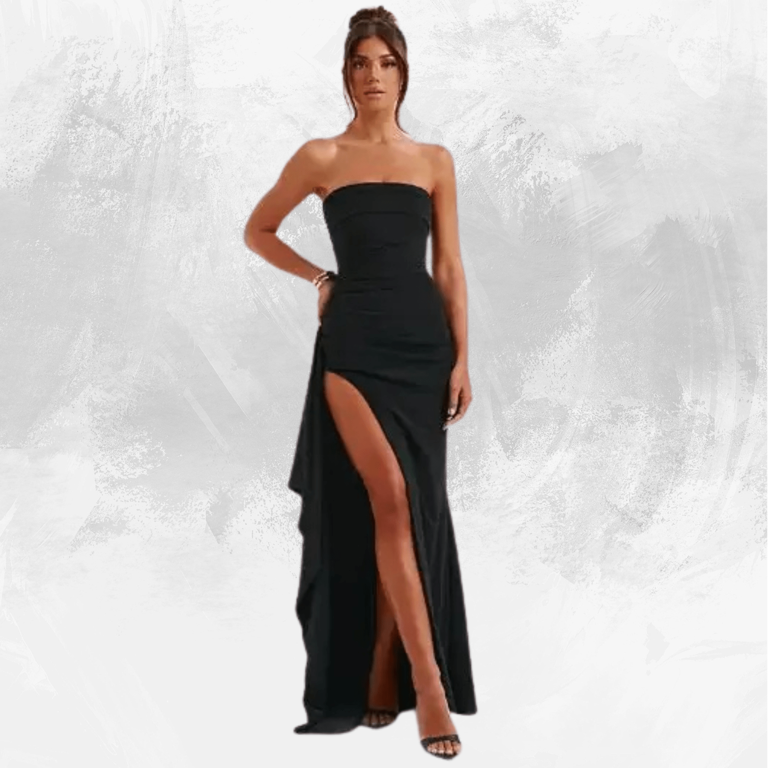 Strapless Asymmetrical High Split Maxi Dress - Di Supremo