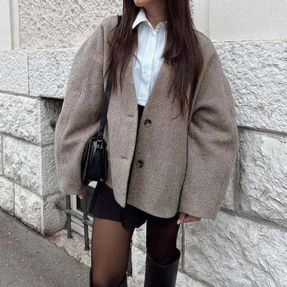 v-neck long-sleeve button-down coat my shop saver