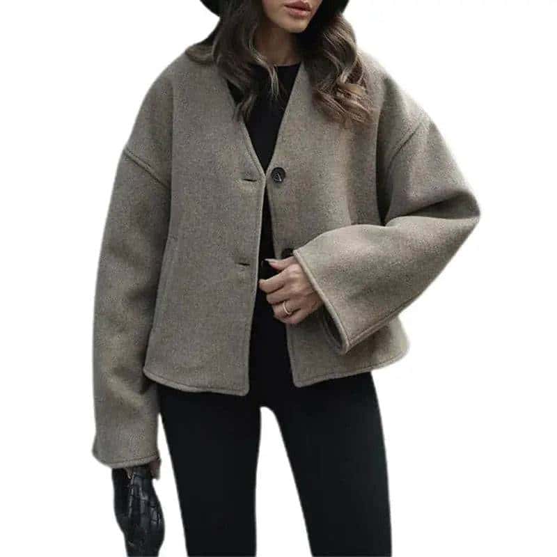V-Neck Long-Sleeve Button-Down Coat My Shop Saver