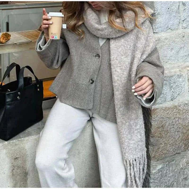V-Neck Long-Sleeve Button-Down Coat My Shop Saver