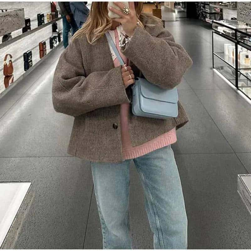 V-Neck Long-Sleeve Button-Down Coat My Shop Saver