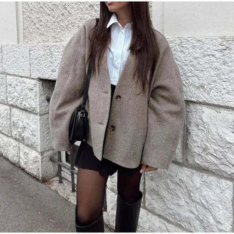 V-Neck Long-Sleeve Button-Down Coat My Shop Saver
