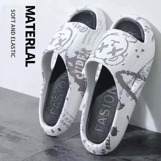 Summer Men's and Women's Slippers Cartoon Pattern Outdoor Street Beach Anti Slip Shoes Women's Slippers Couple Bathroom Anti SLI My Shop Saver