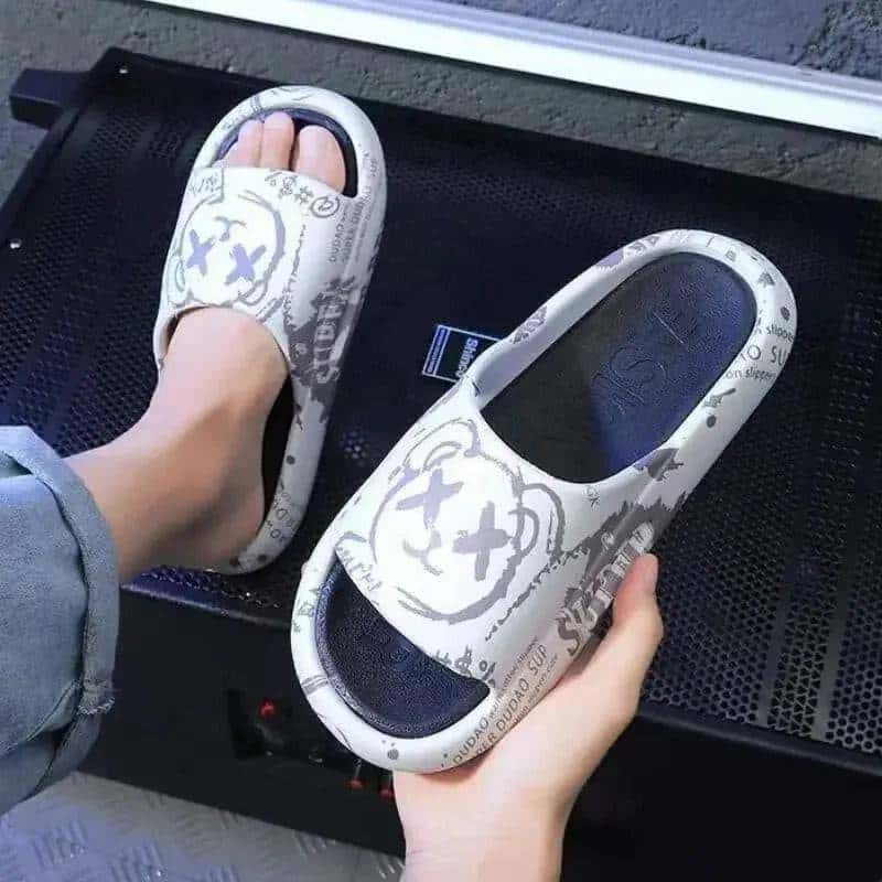 Summer Men's and Women's Slippers Cartoon Pattern Outdoor Street Beach Anti Slip Shoes Women's Slippers Couple Bathroom Anti SLI My Shop Saver