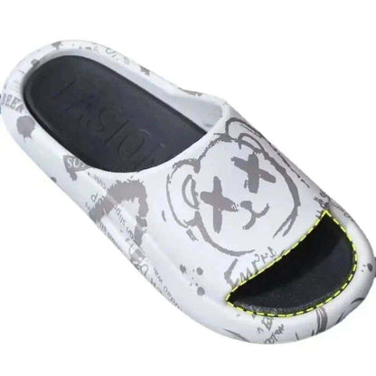 Summer Men's and Women's Slippers Cartoon Pattern Outdoor Street Beach Anti Slip Shoes Women's Slippers Couple Bathroom Anti SLI My Shop Saver