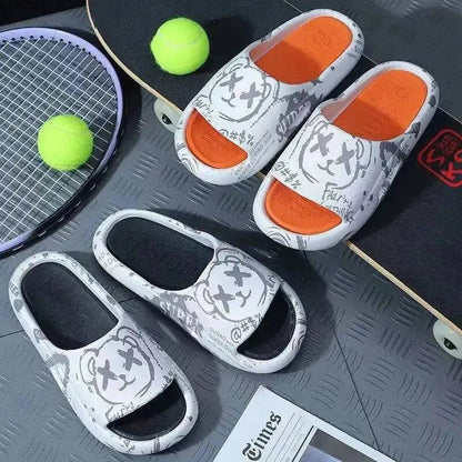 Summer Men's and Women's Slippers Cartoon Pattern Outdoor Street Beach Anti Slip Shoes Women's Slippers Couple Bathroom Anti SLI My Shop Saver