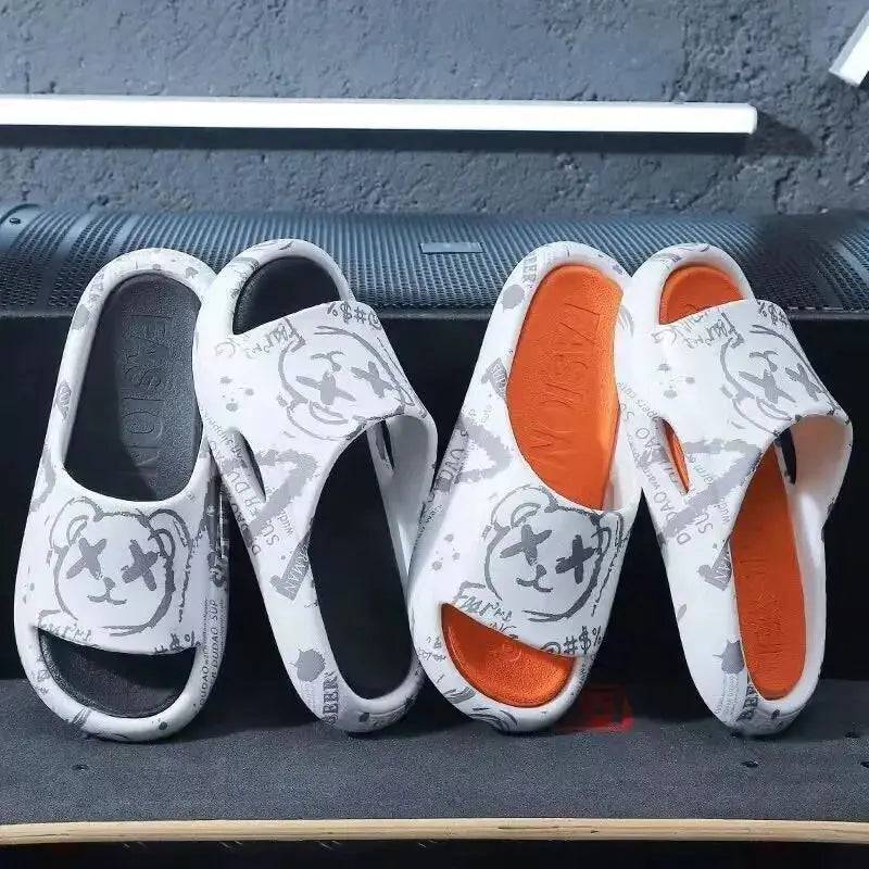 summer men's and women's slippers cartoon pattern outdoor street beach anti slip shoes women's slippers couple bathroom anti sli my shop saver
