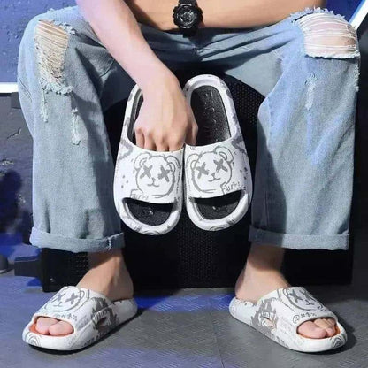 Summer Men's and Women's Slippers Cartoon Pattern Outdoor Street Beach Anti Slip Shoes Women's Slippers Couple Bathroom Anti SLI My Shop Saver