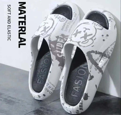 Summer Men's and Women's Slippers Cartoon Pattern Outdoor Street Beach Anti Slip Shoes Women's Slippers Couple Bathroom Anti SLI My Shop Saver