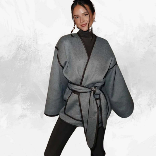 Overlapping Tie Belt Coat - Di Supremo