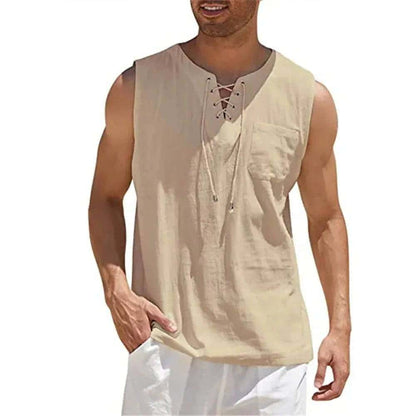 Cotton Linen Sleeveless Vest Shirt for Men My Shop Saver