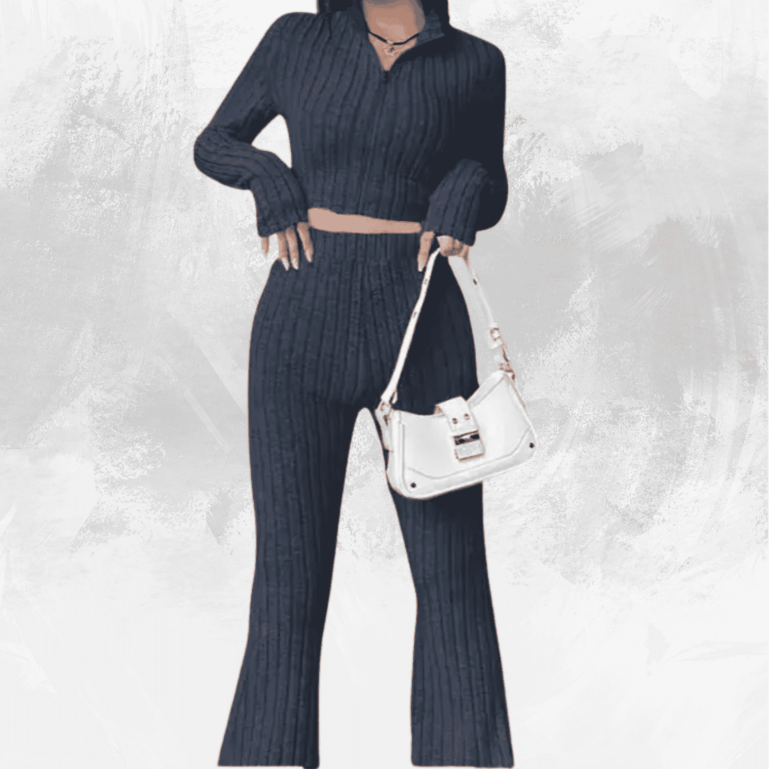 Solid Color Knitted Long Sleeve Trousers Suit - Di Supremo