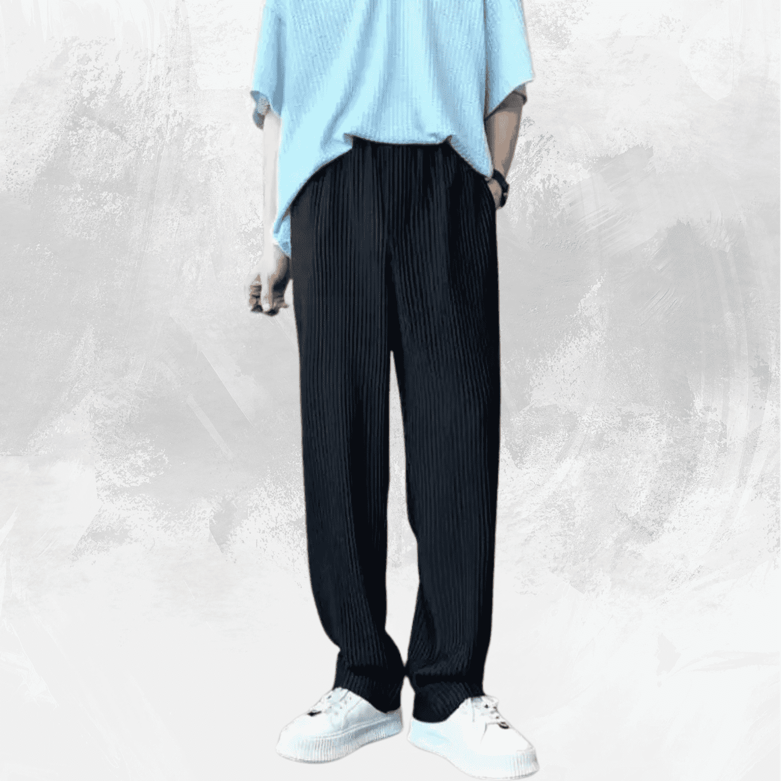 Texture Wide-leg Pants Vertical Stripes Men And Women Casual - Di Supremo