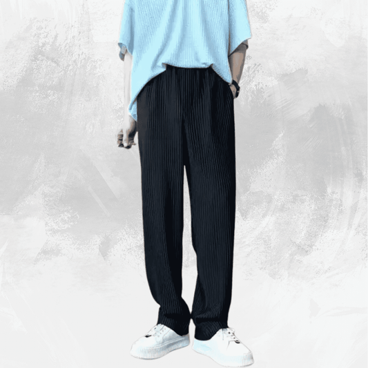 Texture Wide-leg Pants Vertical Stripes Men And Women Casual - Di Supremo