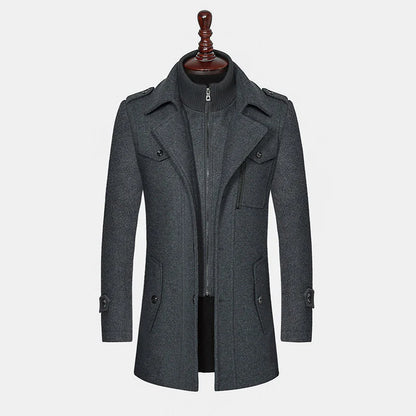 Men's Double Collar Woolen Coat - Di Supremo